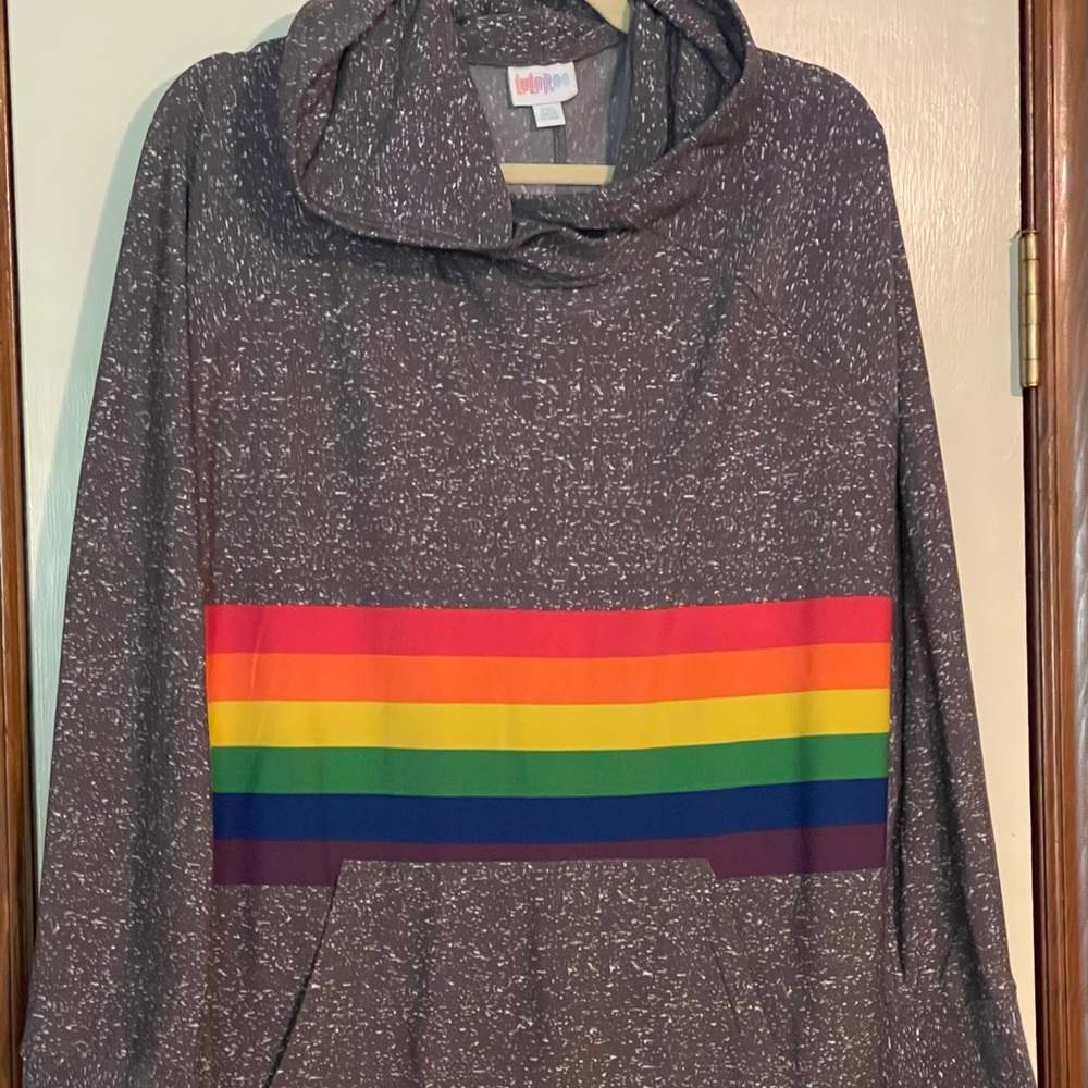 LuLaRoe LLR Amber hoodie 2XL worn once pride rainbow 🌈 marshmallow fabric
